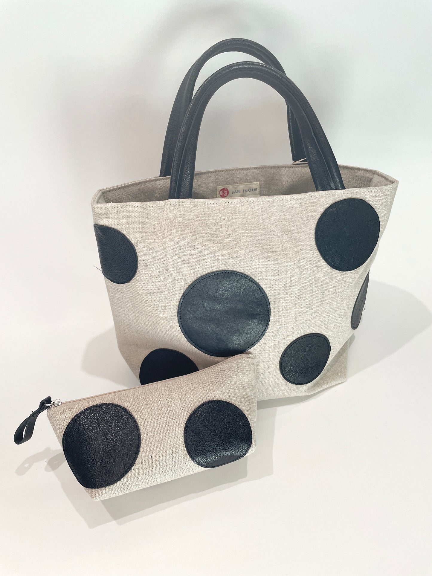 (井上企画・幡)皮の水玉トートバック(小)color/beige