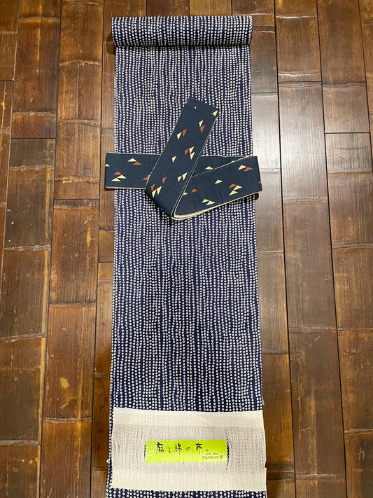 本染メンズゆかた「鹿の子(よろけ縞)」