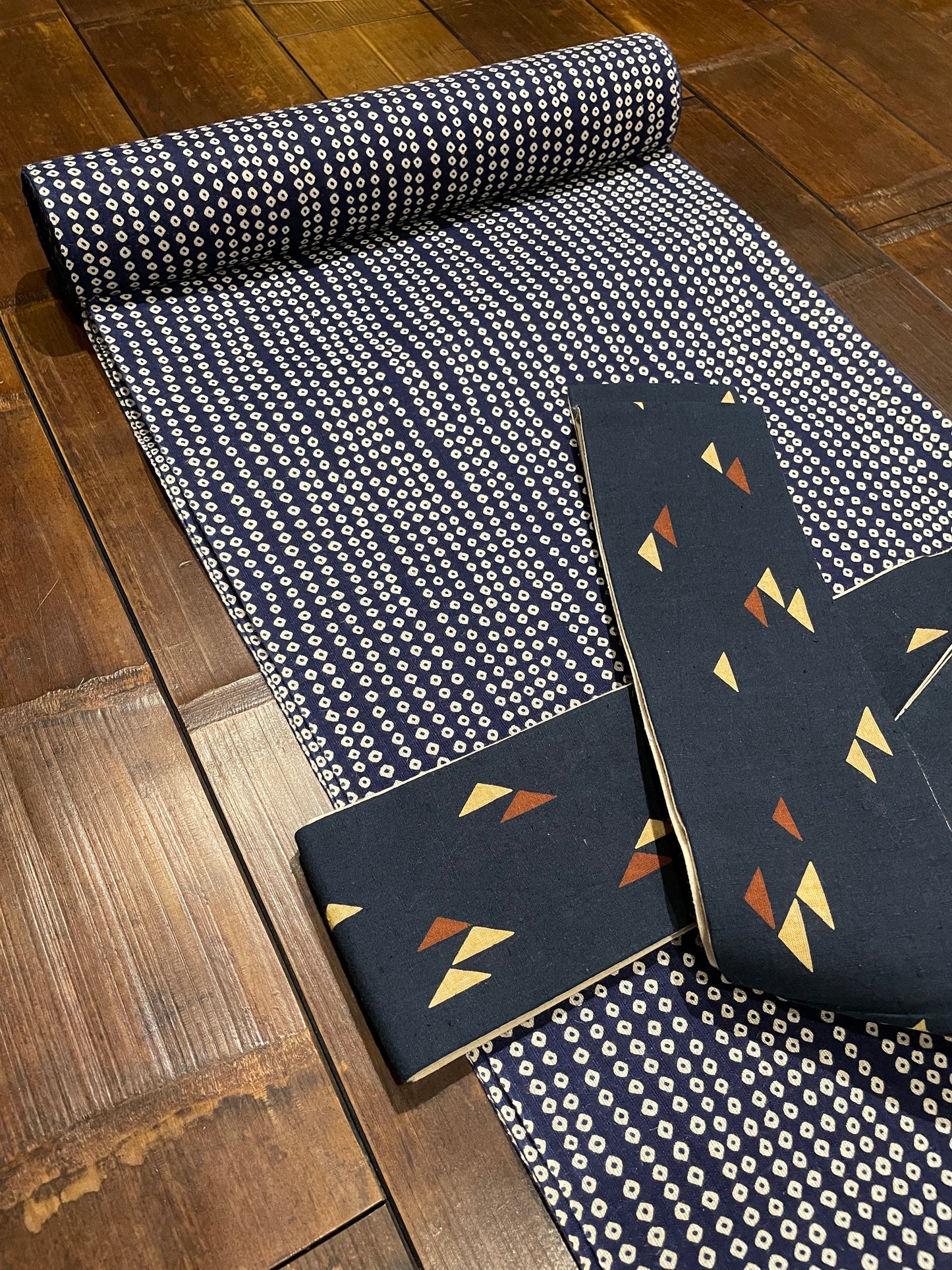 Dyed Men's Yukata "Kanoko (Slanted Stripes)"