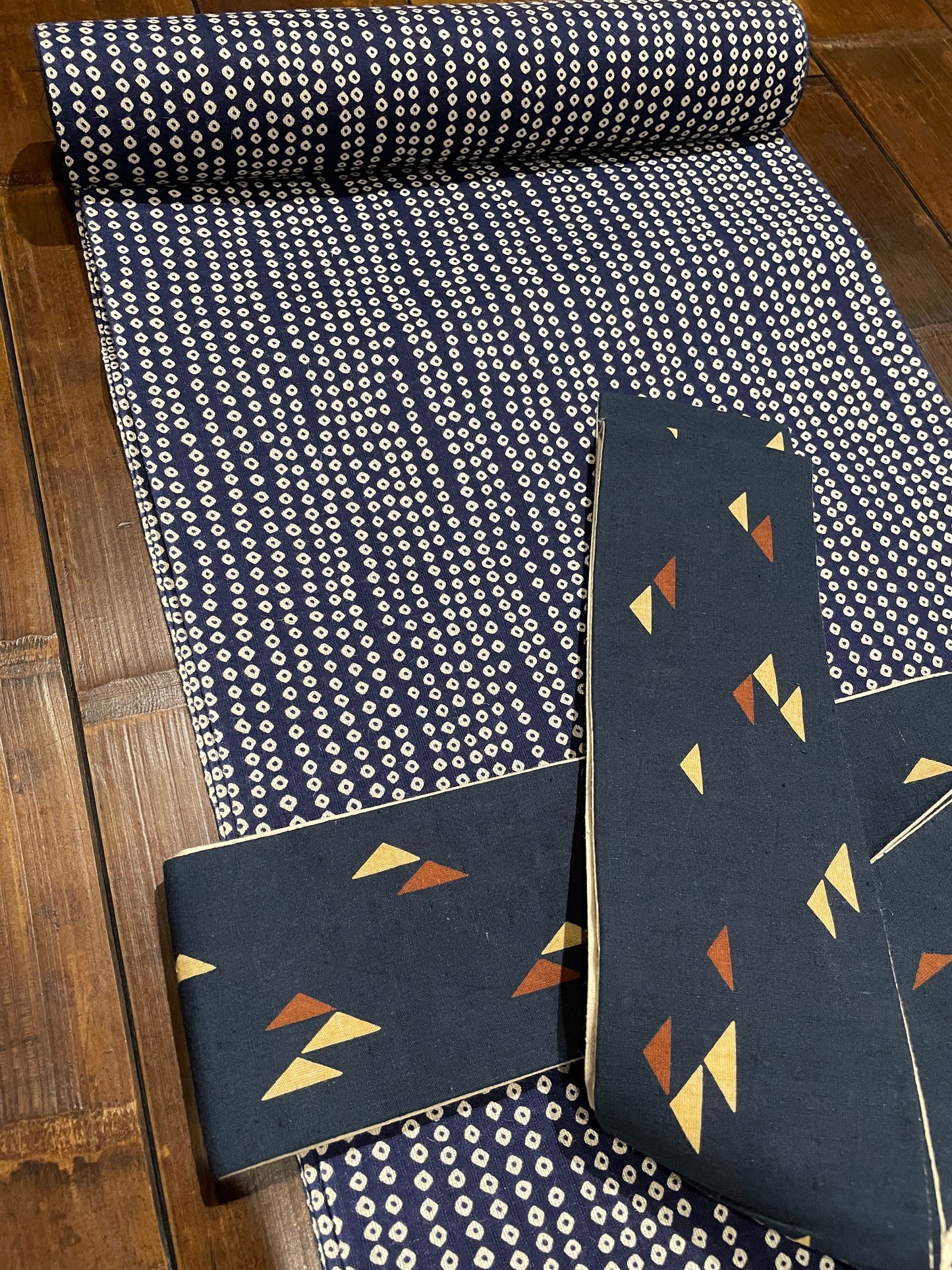 Dyed Men's Yukata "Kanoko (Slanted Stripes)"