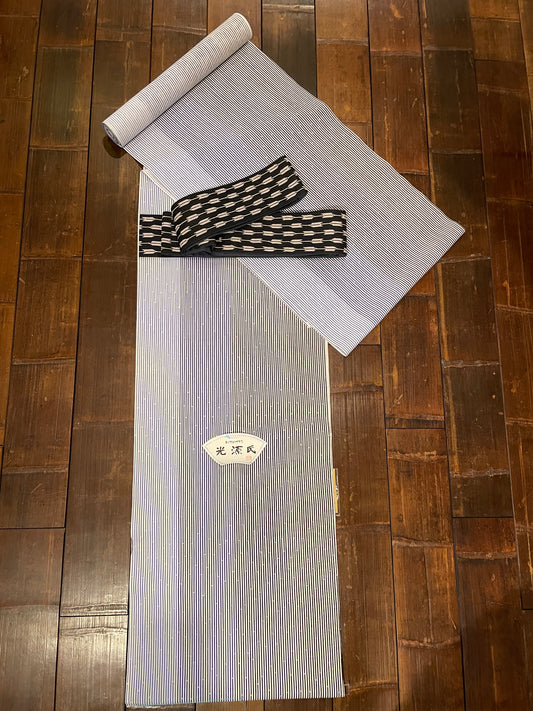 本染メンズゆかた「細竹(縞)」