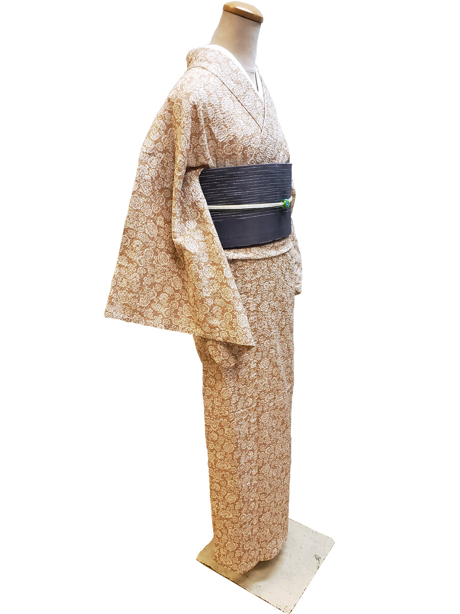 (KUON) Cotton Kimono "Carnation" with Single Tailoring