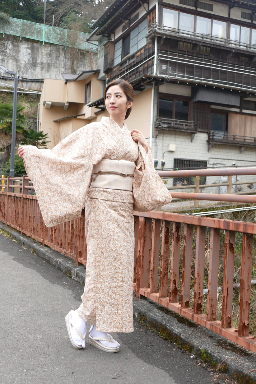 (KUON) Cotton Kimono "Carnation" (Ladies' Ready-to-Wear/M size)