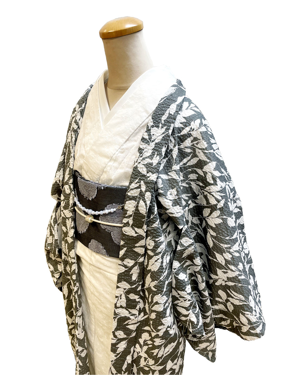 (KUON) Spring/Summer cotton thin haori "leaf" with single tailoring (suitable for kimono tailoring)