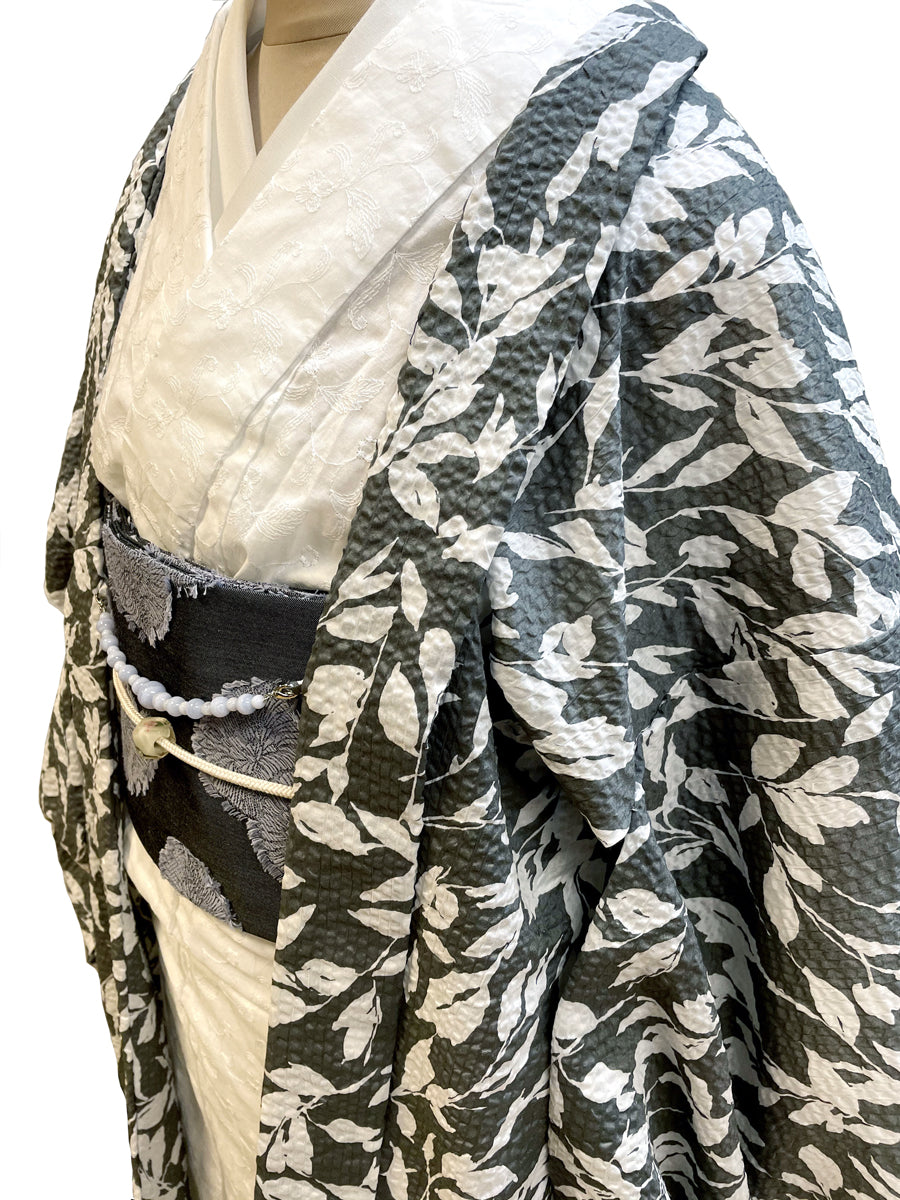 (KUON) Spring/Summer cotton thin haori "leaf" with single tailoring (suitable for kimono tailoring)