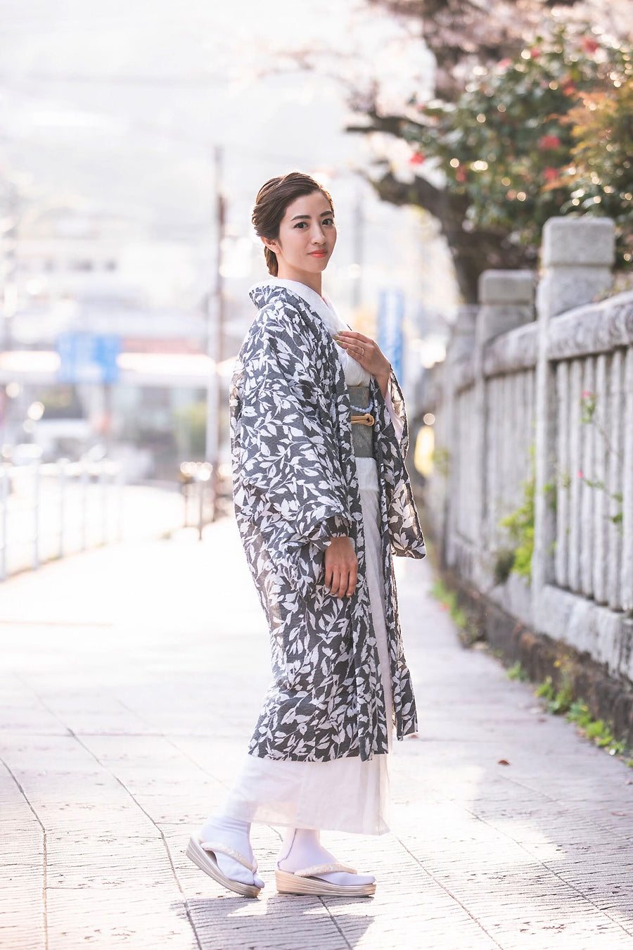 (KUON) Spring/Summer cotton thin haori "leaf" with single tailoring (suitable for kimono tailoring)