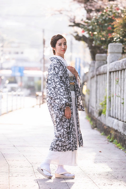 (KUON) Spring/Summer cotton thin haori "leaf" with single tailoring (suitable for kimono tailoring)