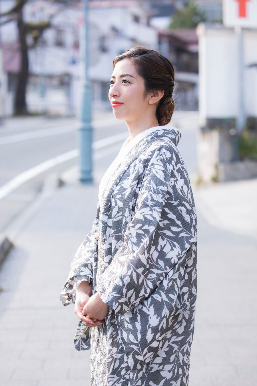 (KUON) Spring/Summer cotton thin haori "leaf" with single tailoring (suitable for kimono tailoring)