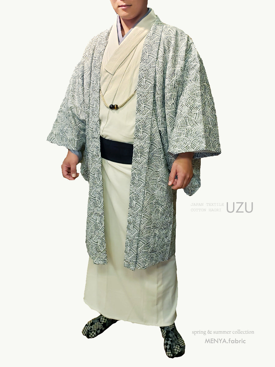 (SUI MEN) Cotton Haori "Uzu Uzu" Men's Ready-to-Wear (L size)