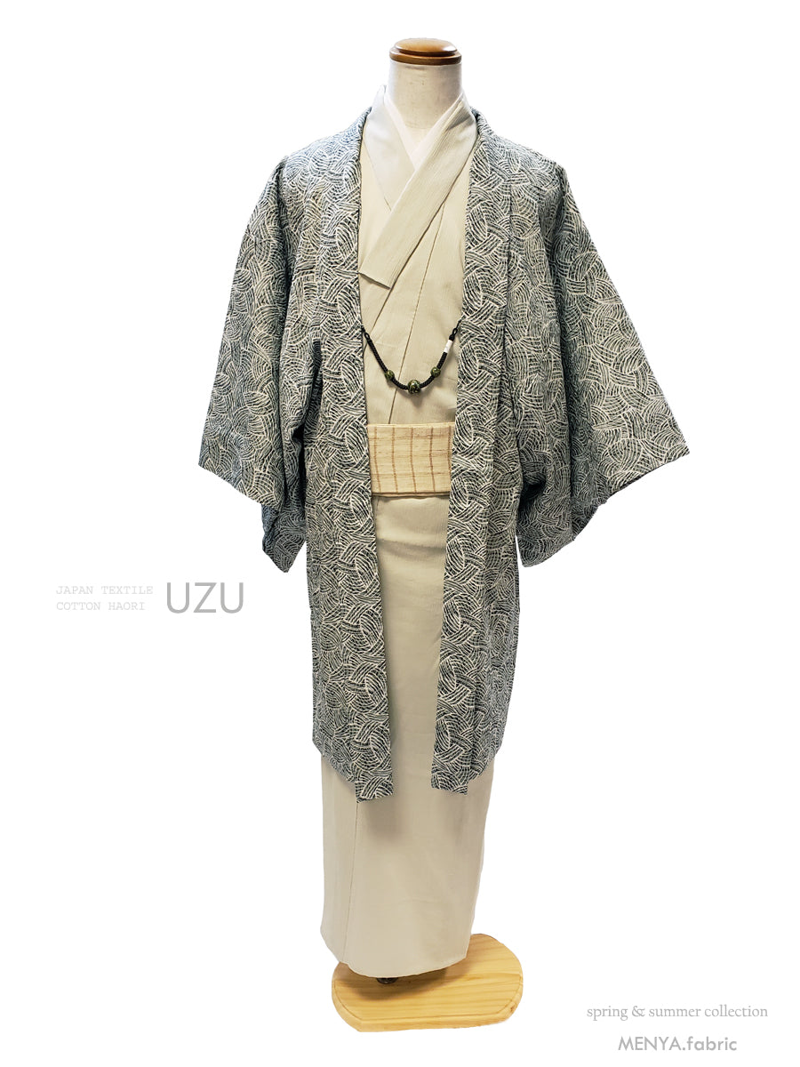 (SUI MEN) Cotton Haori "Uzu Uzu" Men's Ready-to-Wear (L size)
