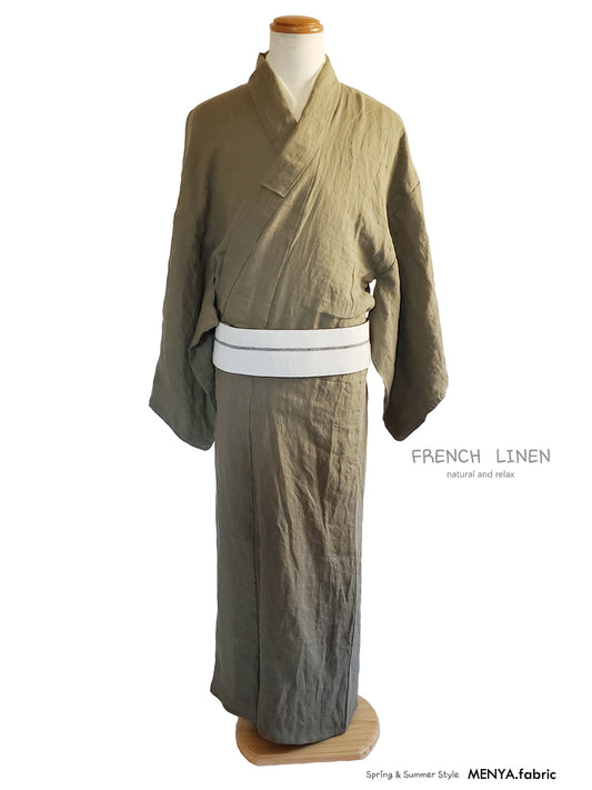 (SUI MEN/プレタ）French Linen Kimono/単仕立て（メンズLLサイズ）