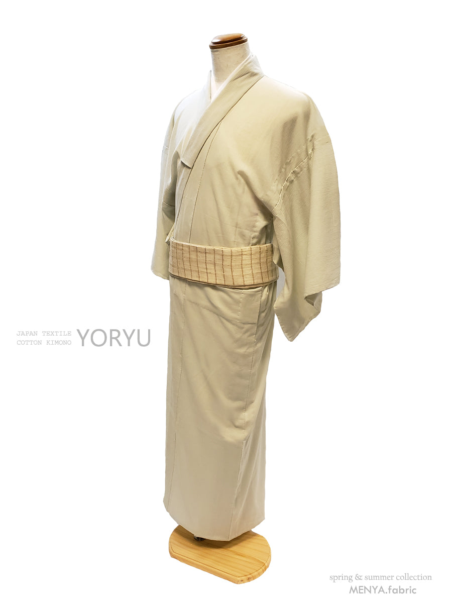 (SUI MEN) Cotton Kimono "Takashima Chijimi Yoryu" with Single Tailoring