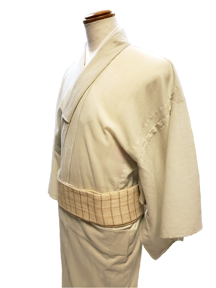 (SUI MEN) Cotton Kimono "Takashima Chijimi Yoryu" with Single Tailoring