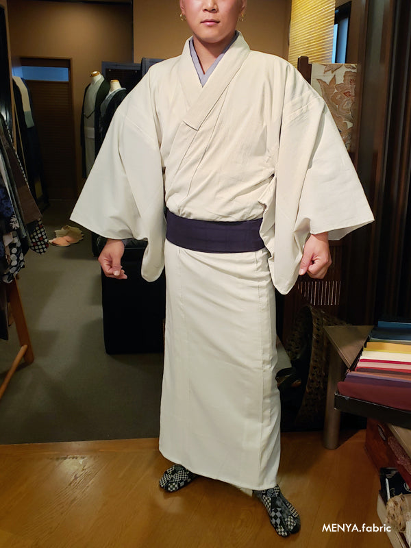 (SUI MEN) Cotton Kimono "Takashima Chijimi Yoryu" with Single Tailoring