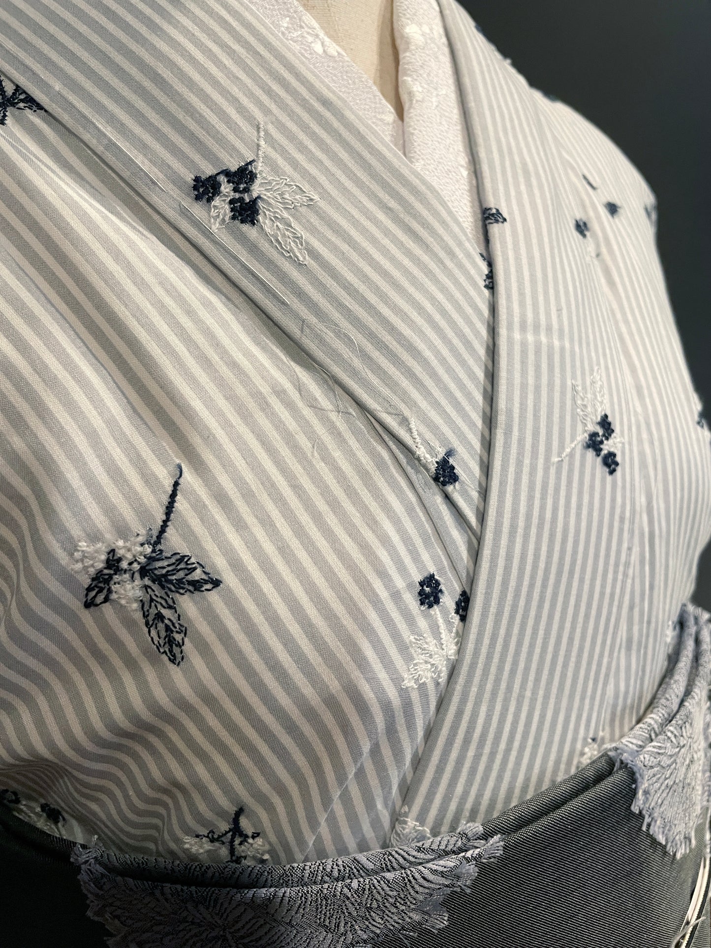 (KUON)刺繍コットン着物「綿花-MENKA」単仕立て付き