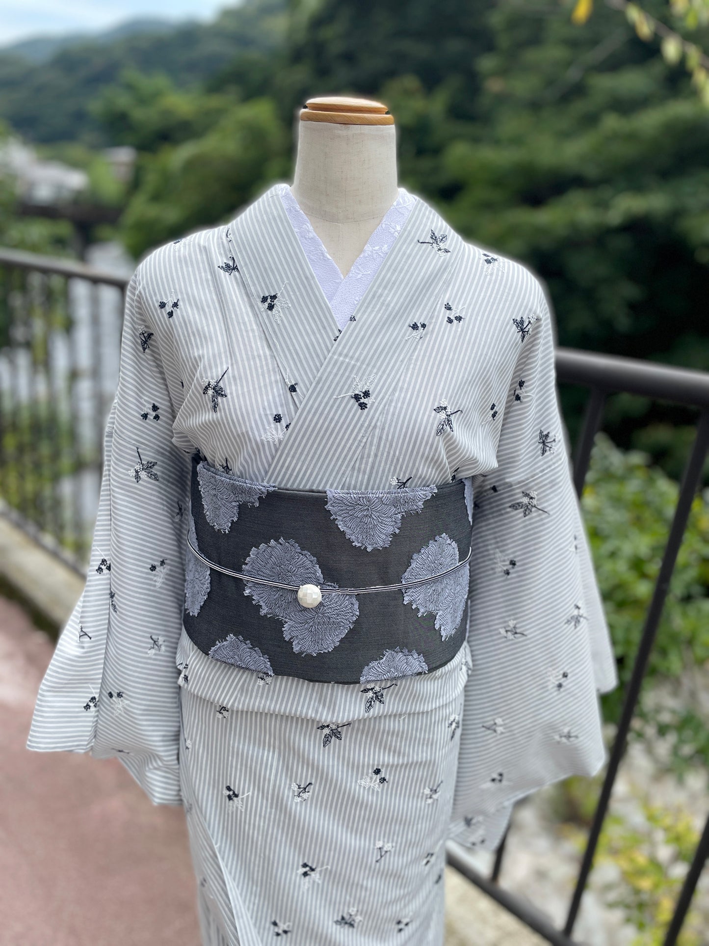 (KUON)刺繍コットン着物「綿花-MENKA」単仕立て付き