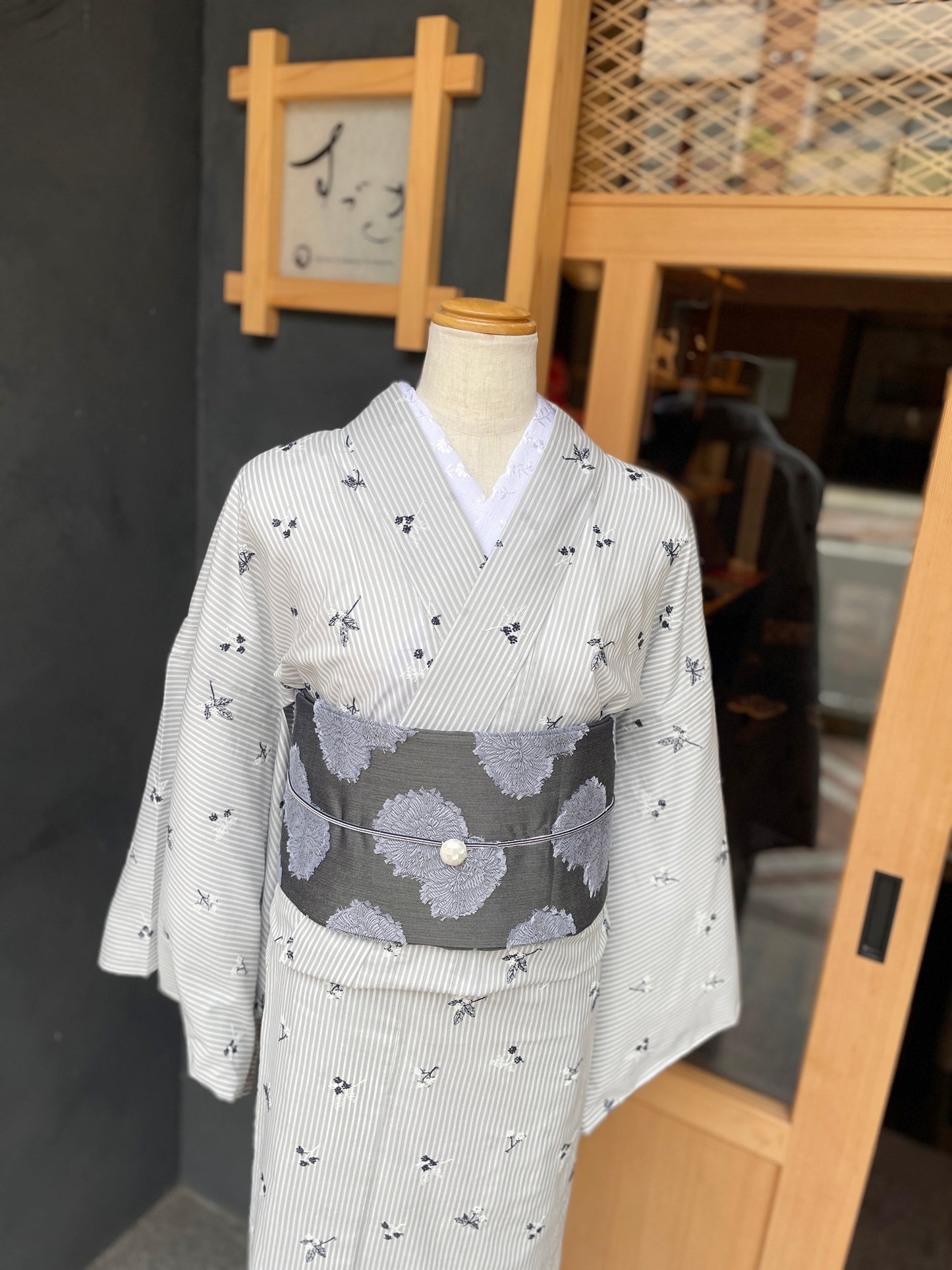 (KUON)刺繍コットン着物「綿花-MENKA」単仕立て付き