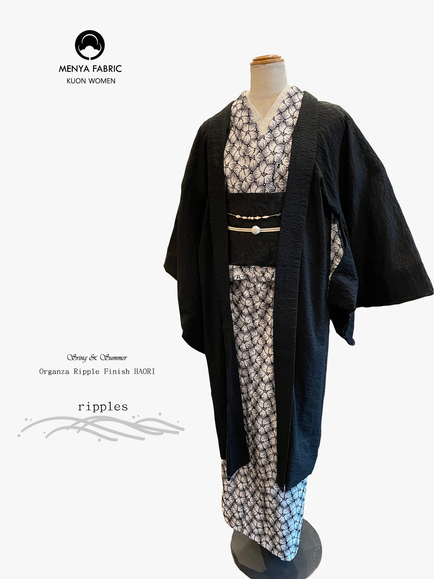 (KUON) Cotton lace kimono "Marriage" with single tailoring