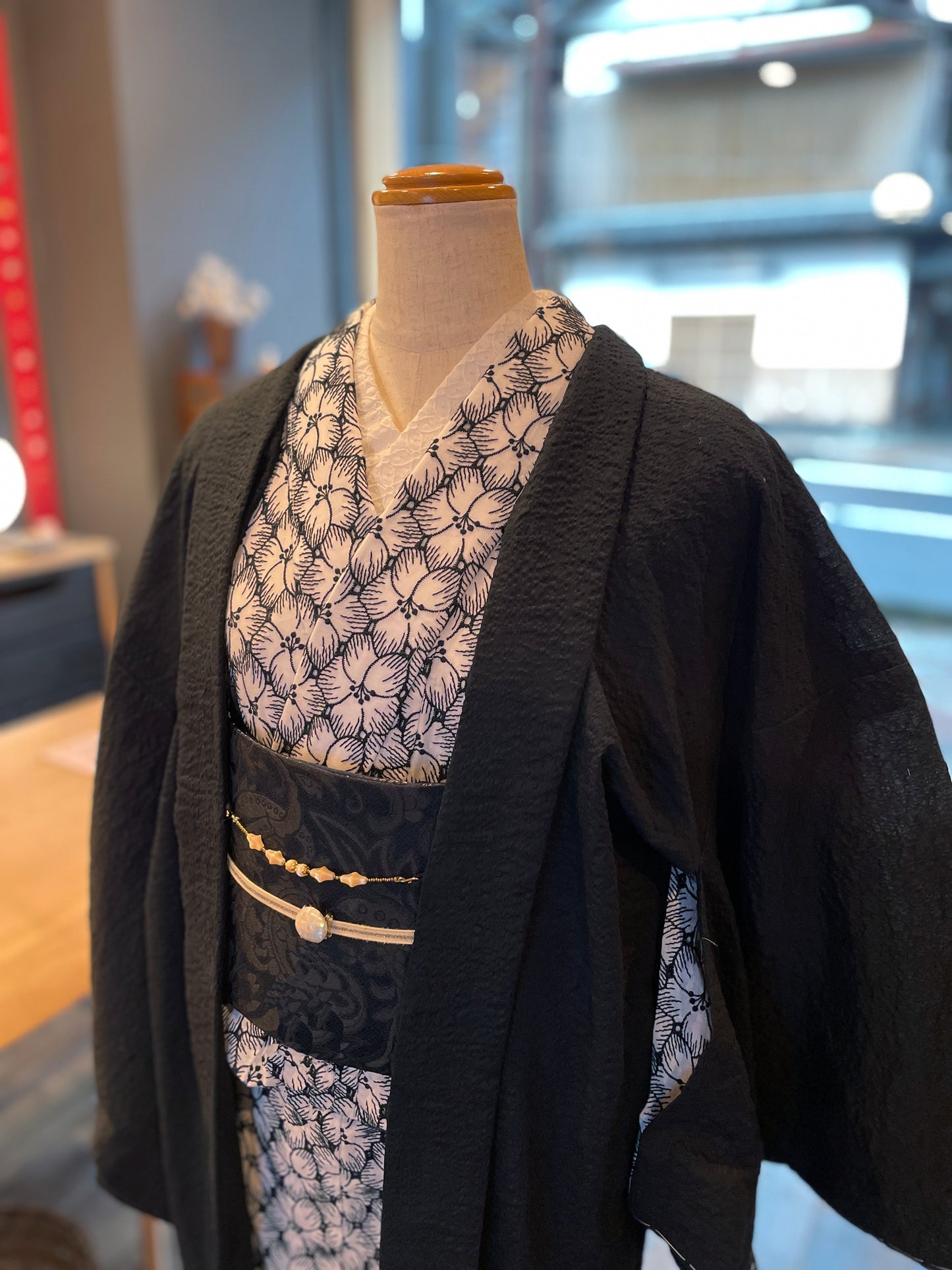 (KUON) Cotton lace kimono "Marriage" with single tailoring