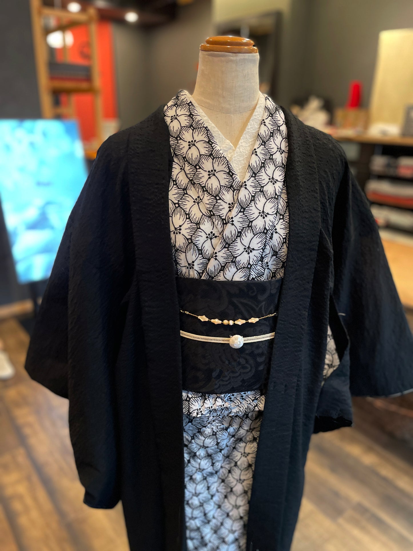 (KUON) Cotton lace kimono "Marriage" with single tailoring