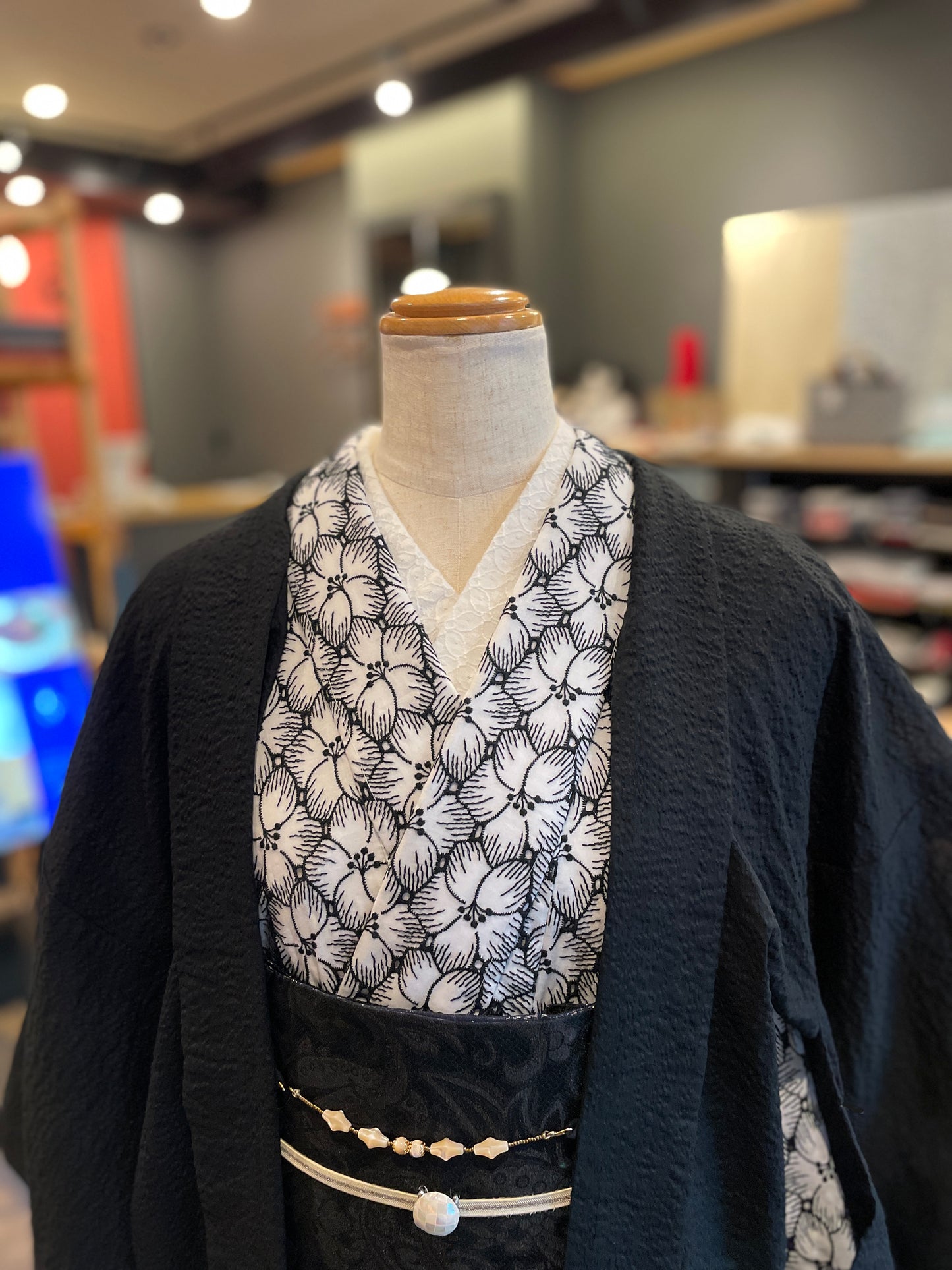 (KUON) Cotton lace kimono "Marriage" with single tailoring