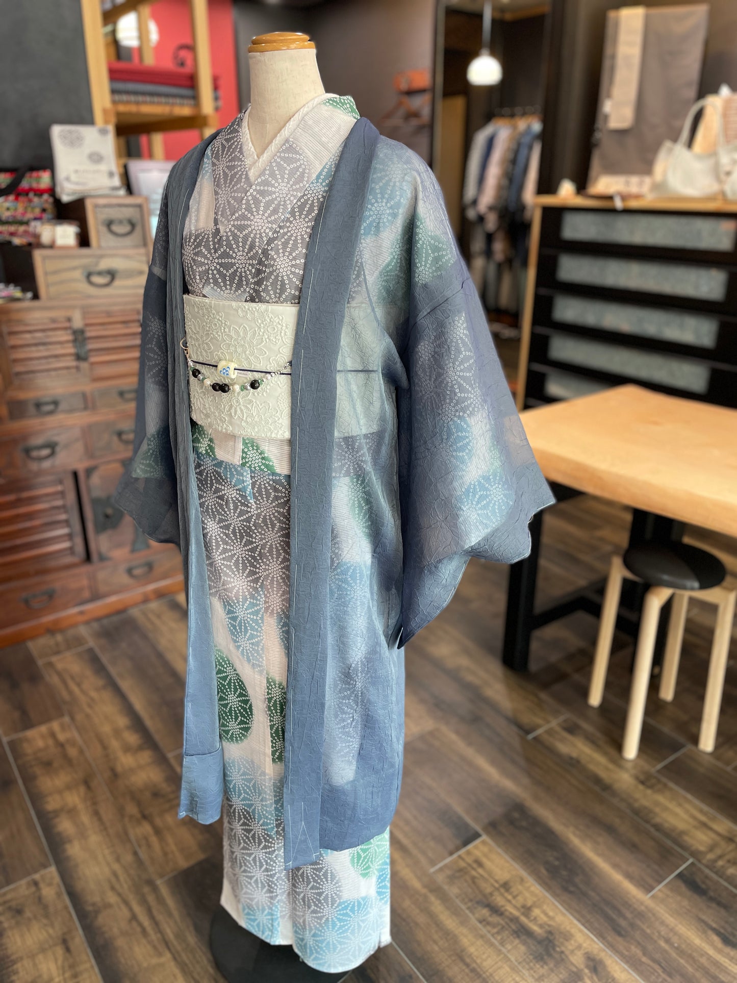 (KUON) Cotton lace kimono "Marriage" with single tailoring