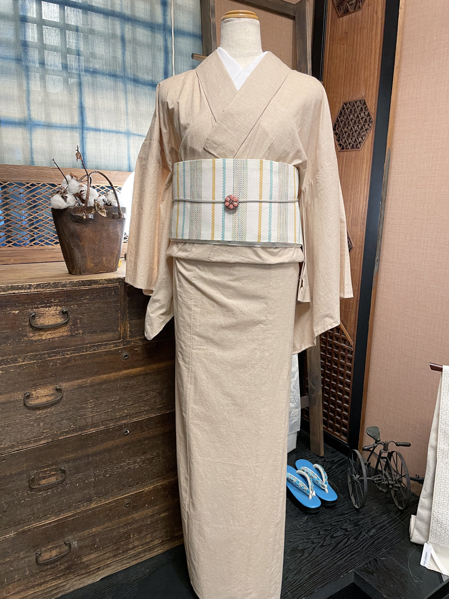 (KUON) Organic Cotton Kimono "Ease" with Single-ply