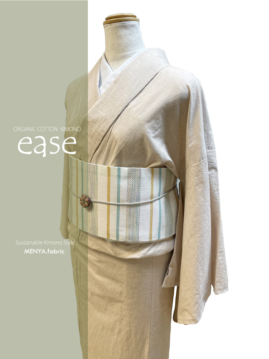 (KUON) Organic Cotton Kimono "Ease" with Single-ply