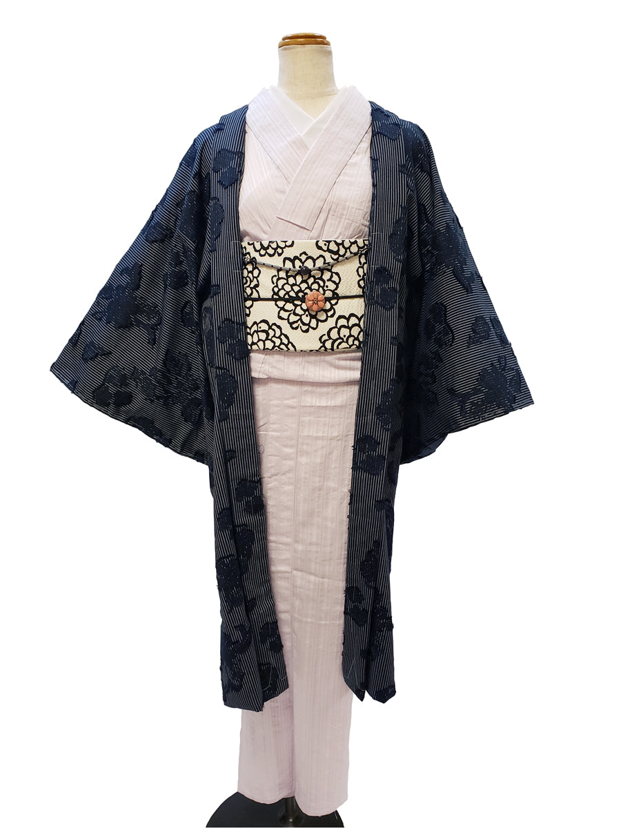 (KUON) Yarn-dyed cut jacquard woven haori "KIRIBANA"