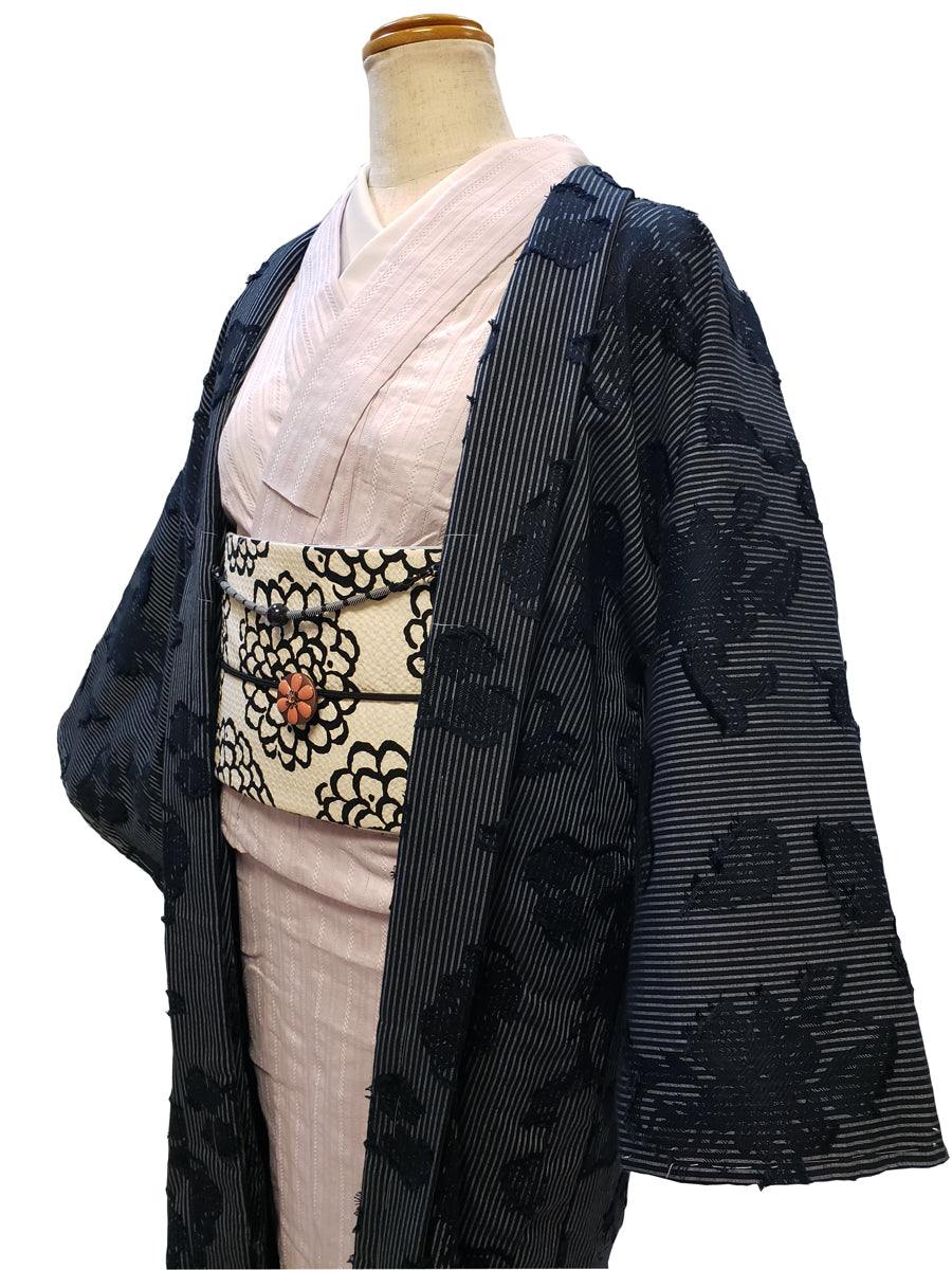 (KUON) Yarn-dyed cut jacquard woven haori "KIRIBANA"