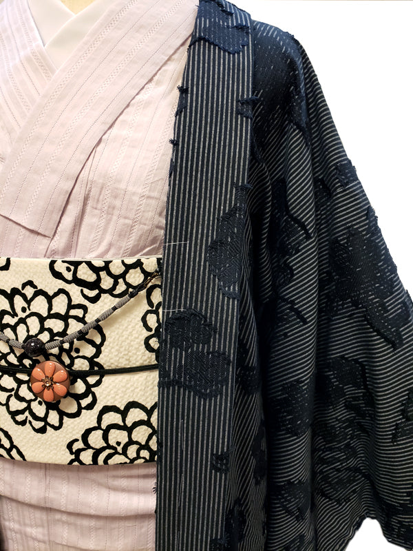 (KUON) Yarn-dyed cut jacquard woven haori "KIRIBANA"