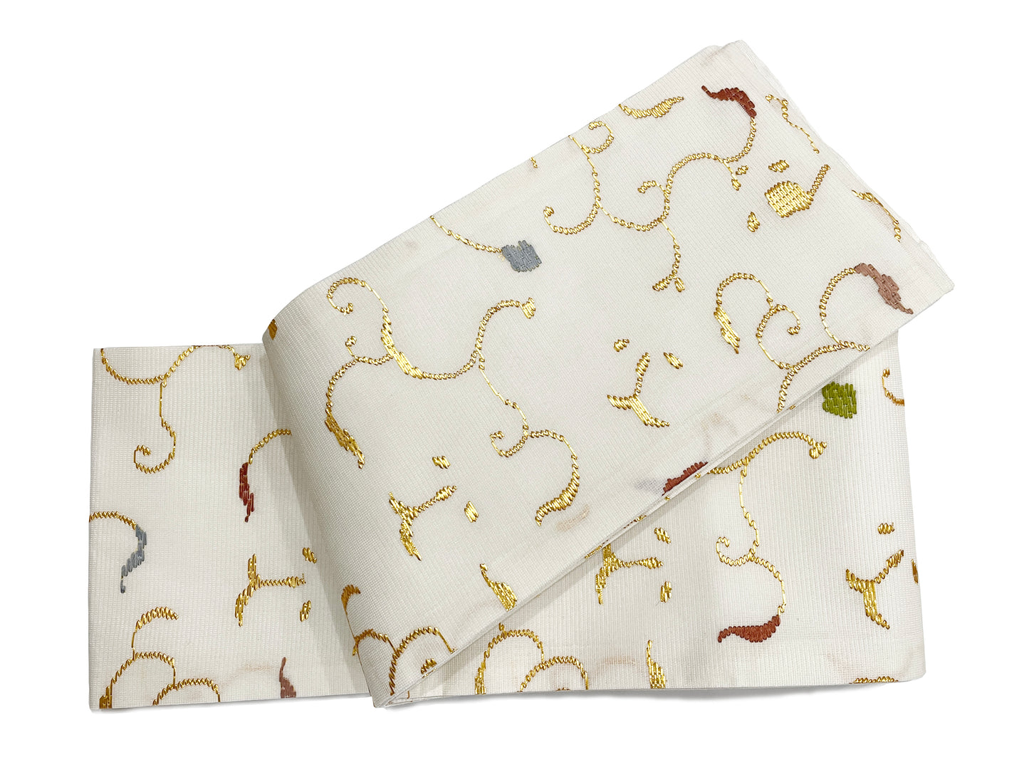 於いち「OICHI SILK)の半巾帯「縫取り刺繍(手加工)」