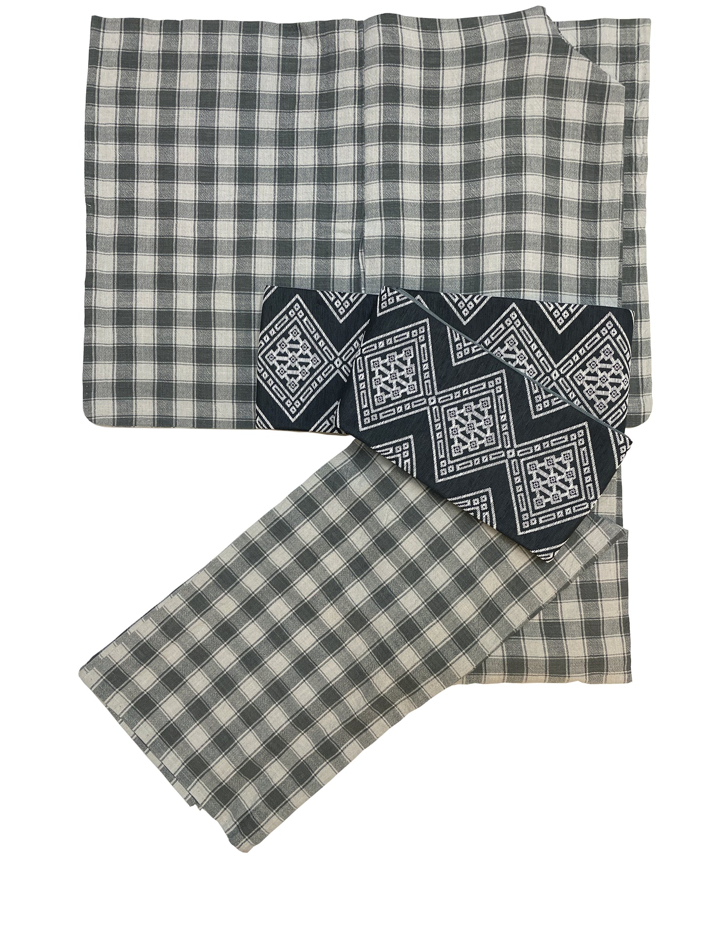 Bingo-ori cotton kimono "Ink-dyed Komochi lattice" (ladies' ready-to-wear) M size