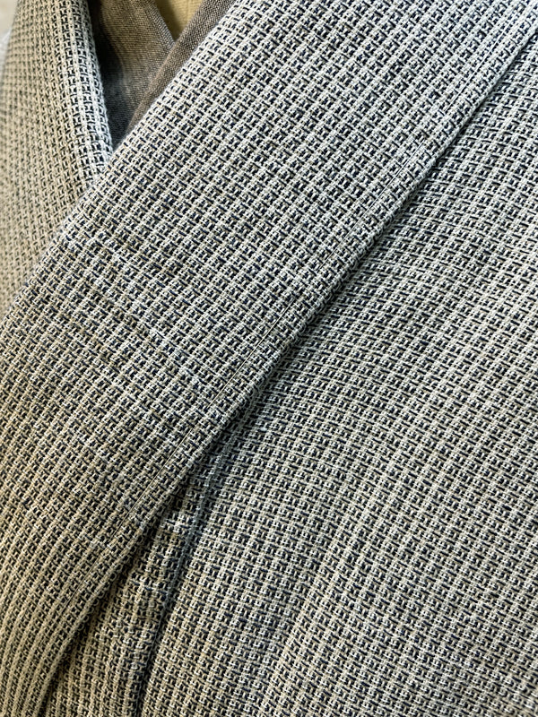(SUI MEN)綿和紙織着物「変わり微塵格子」単仕立て付き