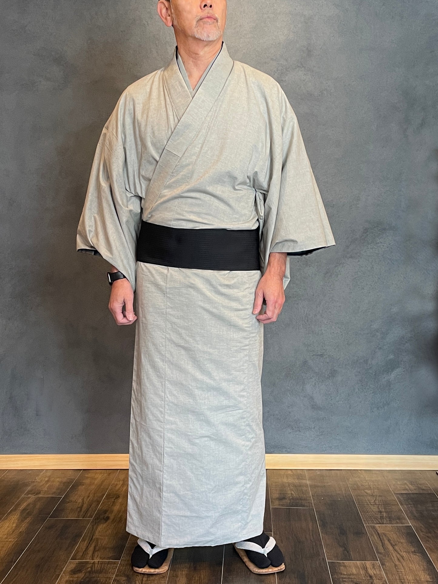 (SUI MEN/Pret-a-porter) Cotton linen kimono "Cotton linen/Yatarashima" Men's size L/single-ply/with lining
