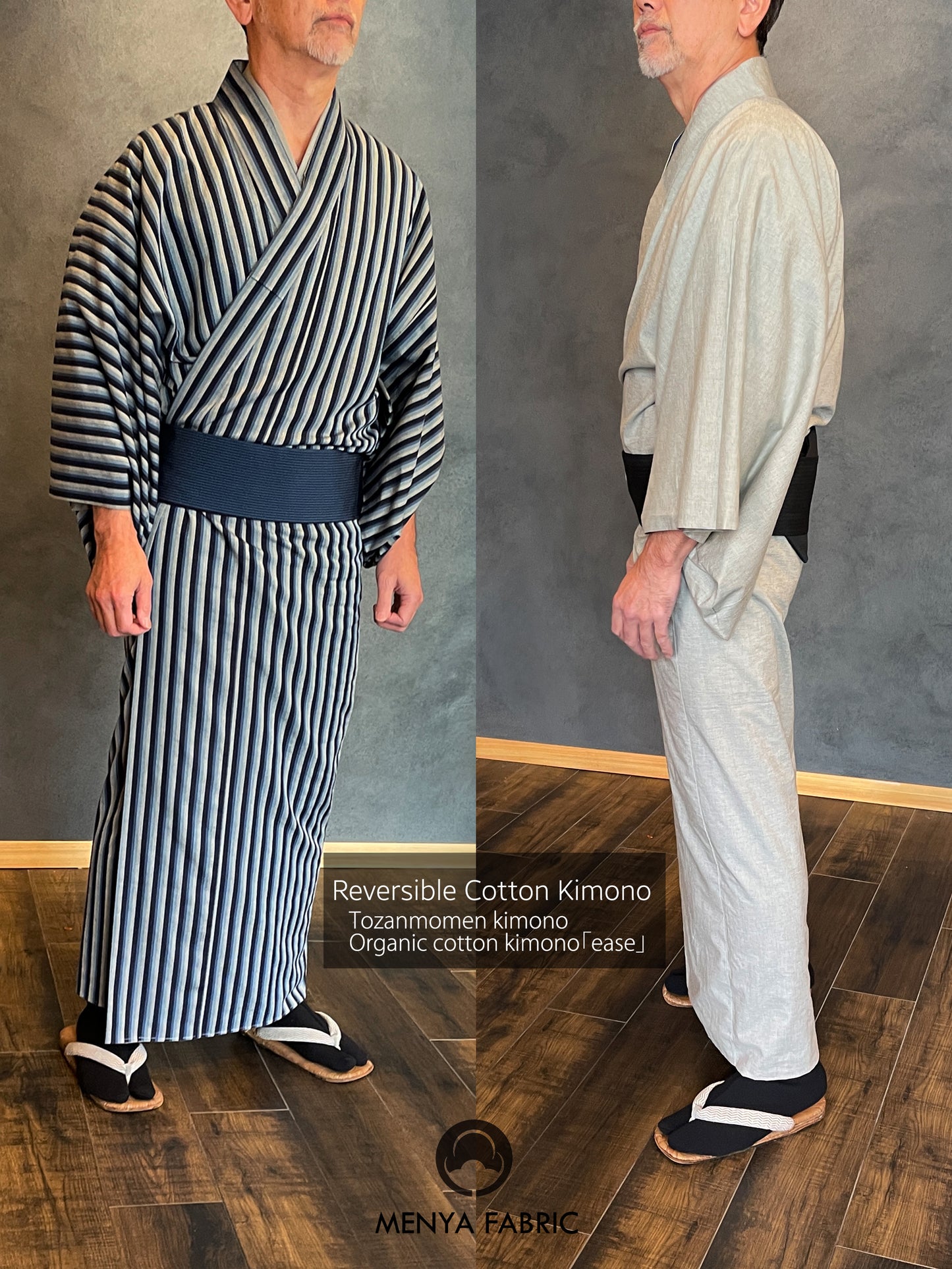 (SUI MEN/Pret-a-porter) Cotton linen kimono "Cotton linen/Yatarashima" Men's size L/single-ply/with lining