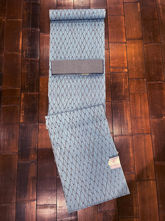 東京新江戸本染ゆかた「深川鼠/網目文様」