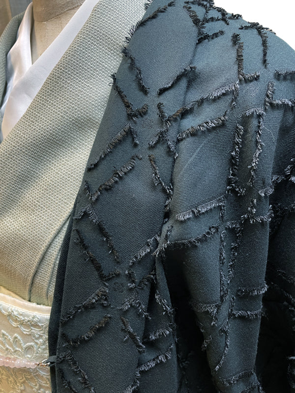 (KUON) Cotton jacquard haori (rhombus) with single tailoring