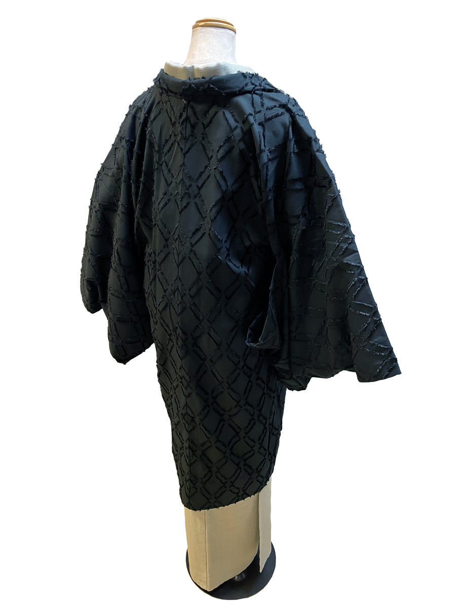 (KUON) Cotton jacquard haori (rhombus) with single tailoring