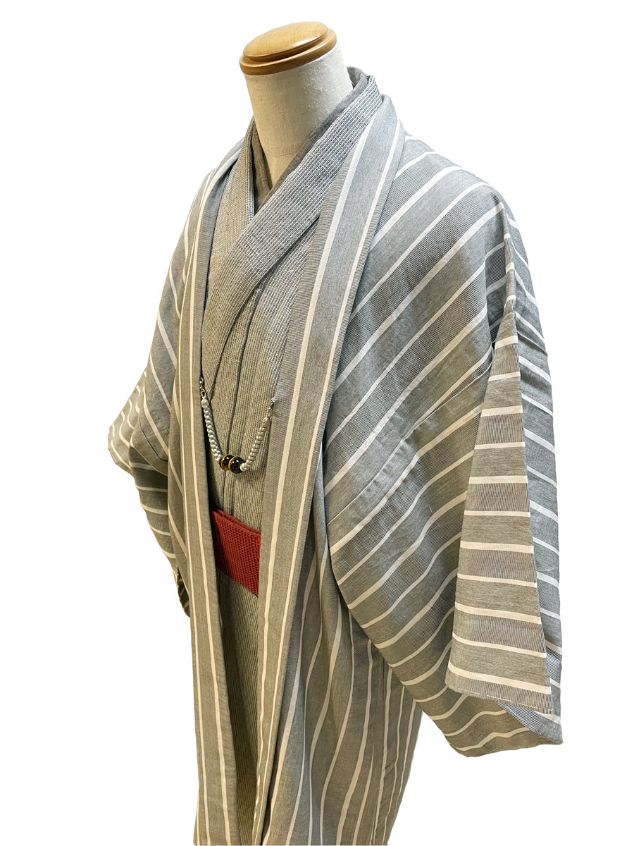 (SUI MEN) Cotton washi woven ready-to-wear haori "yarn-dyed stripes" men's ready-to-wear (L) size