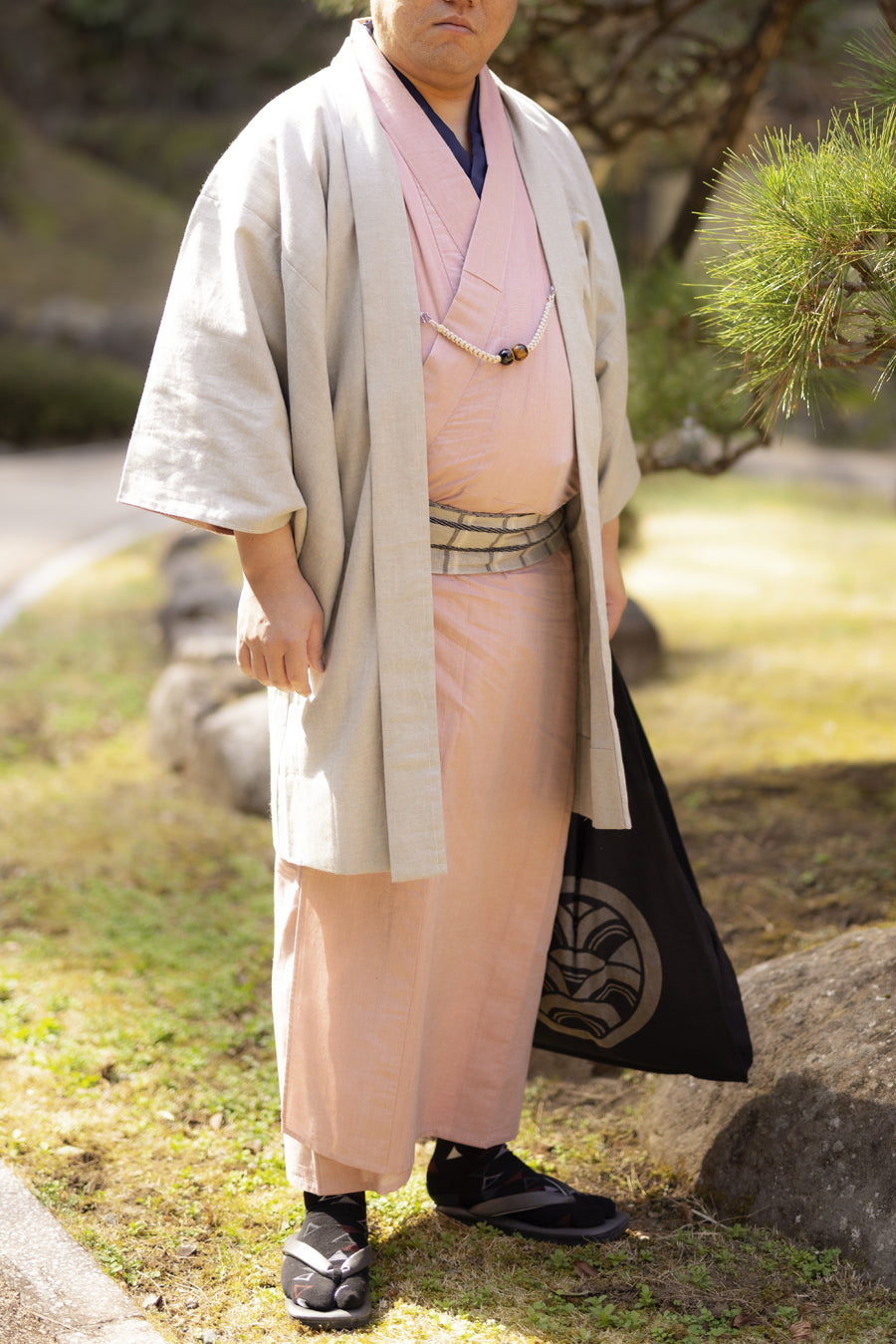 (SUI MEN/Ready-to-wear) Organic cotton haori "Plain yarn-dyed (silk grey)" Men's ready-to-wear (M) size