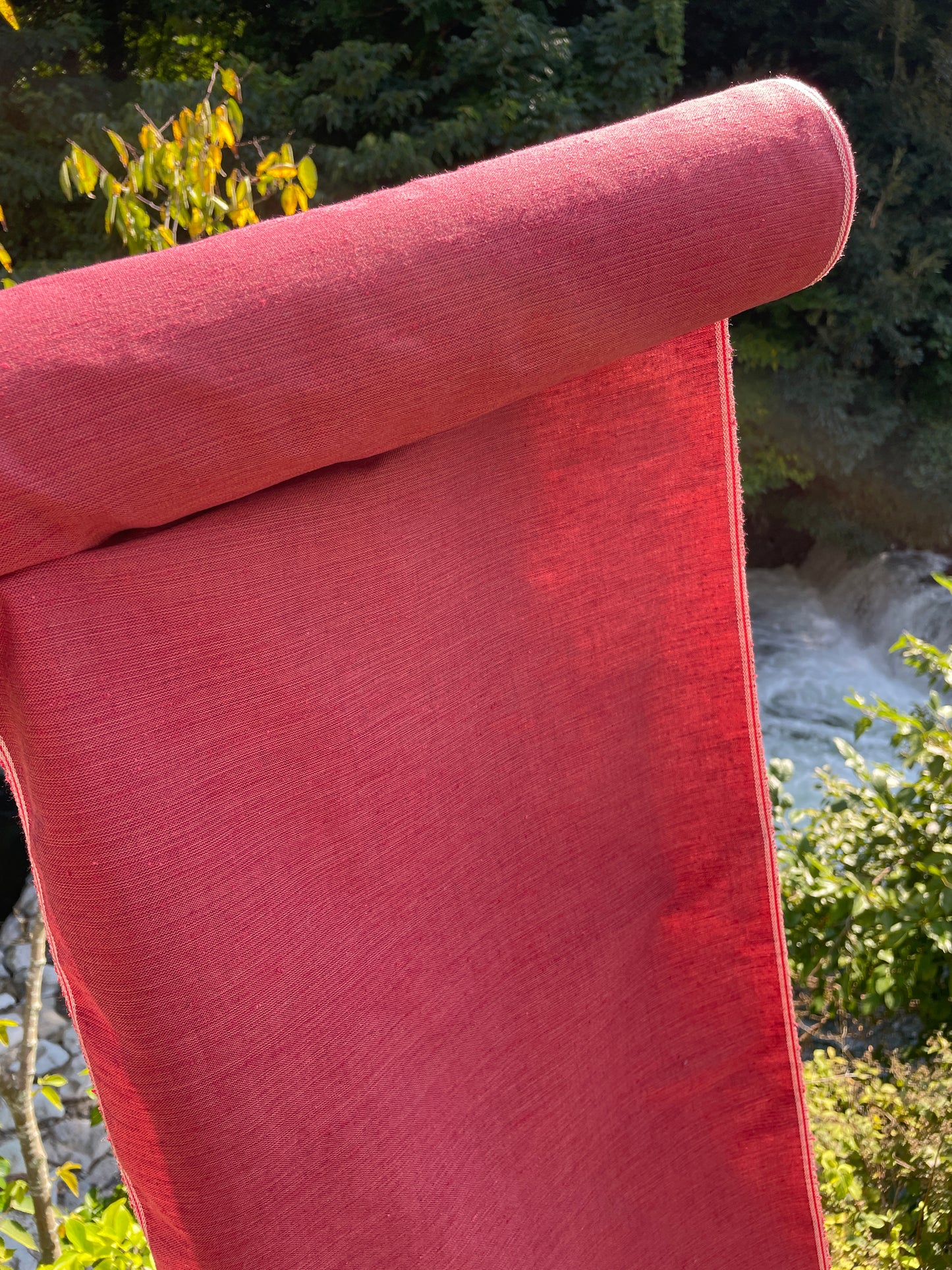 Bingo-ori cotton "Plain weave (pomegranate color)" Single layer