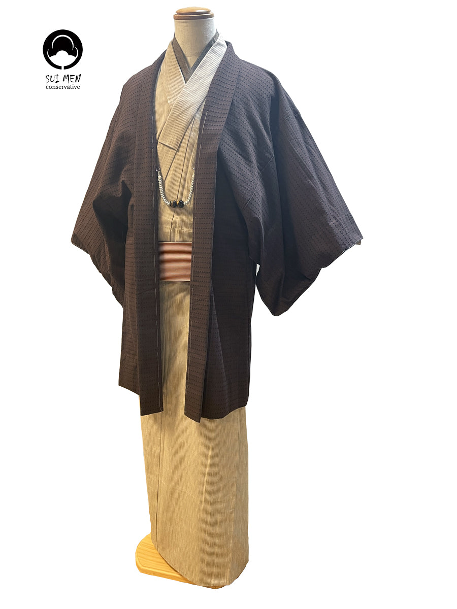 (SUIMEN) Yarn-dyed cotton haori (UROKO) Men's ready-to-wear (M) size
