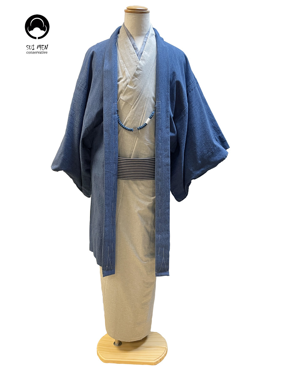 (SUI MEN)無地色紬木綿羽織メンズプレタ(L)サイズ