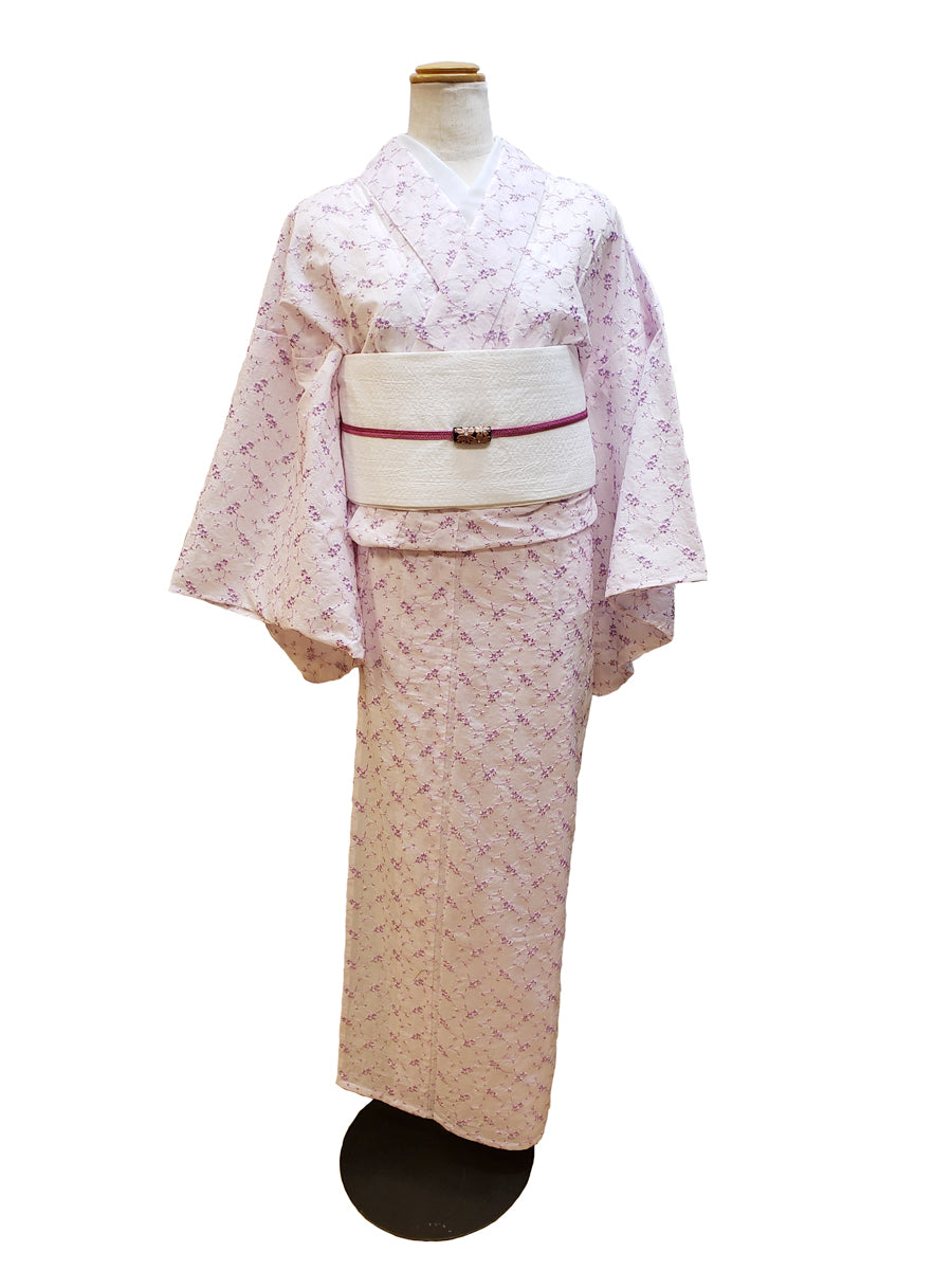 (KUON) Floral embroidered cotton kimono (single tailoring included)