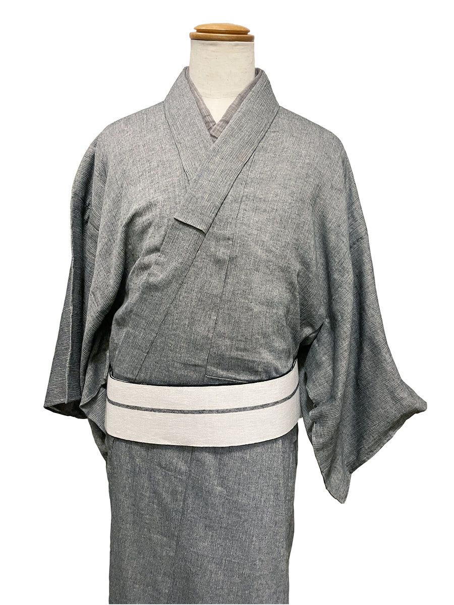 (SUIMEN)「高島ちぢみ(麻混先染め)楊柳」 単仕立て付き