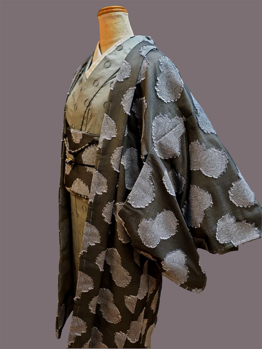 (KUON) Cotton jacquard woven haori "BOTAN"