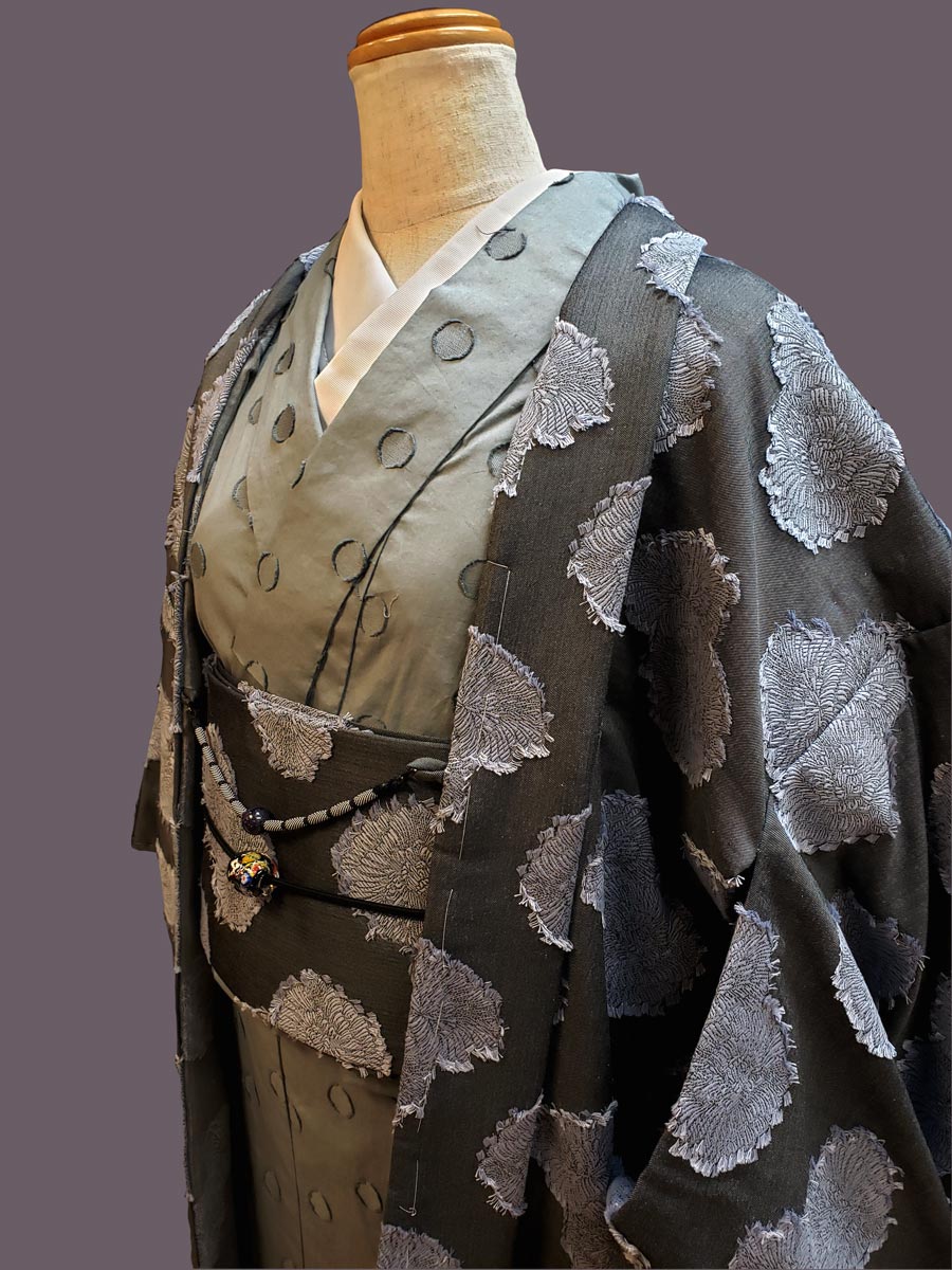 (KUON) Cotton jacquard woven haori "BOTAN"