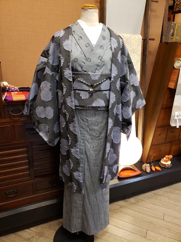 (KUON) Cotton jacquard woven haori "BOTAN"