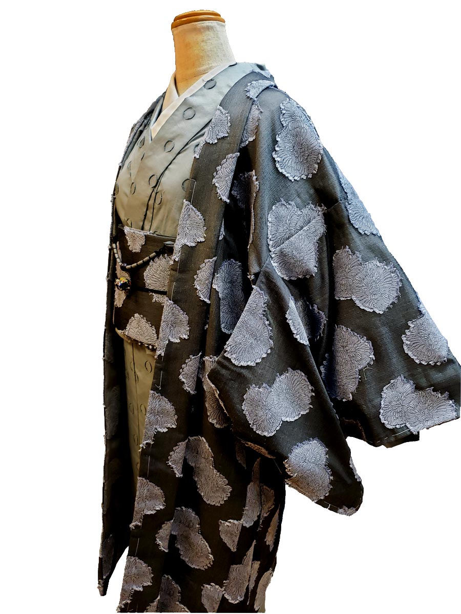 (KUON) Cotton jacquard woven haori "BOTAN"